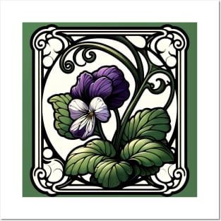 Art Nouveau violet February Birth month Flower Posters and Art